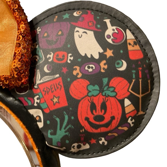Disney Minnie Mouse Boo Halloween Ghost Pumpkin Bow Ears Headband NWT - Picture 4 of 7